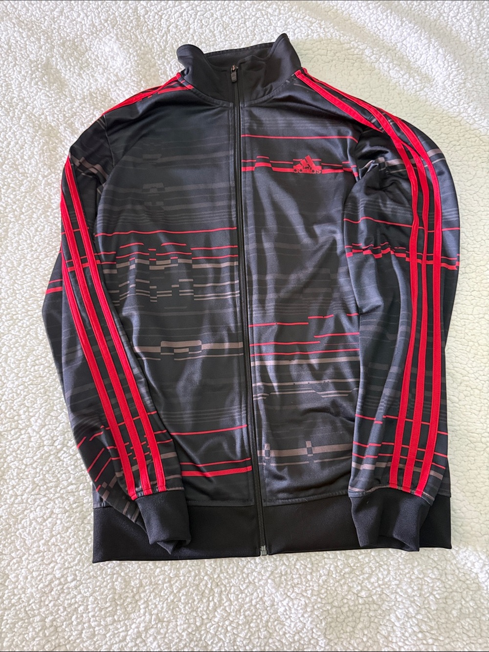 Adidas Black Performance Jacket with Red Stripes